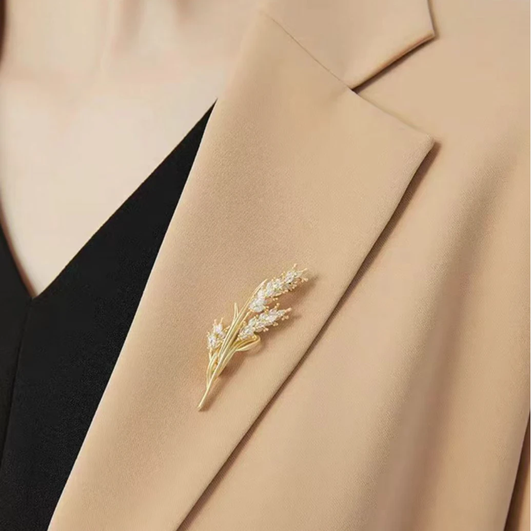 GIRDEAR/哥弟 铜锆石胸针 轻奢气质创意胸花麦穗胸针配饰1900046