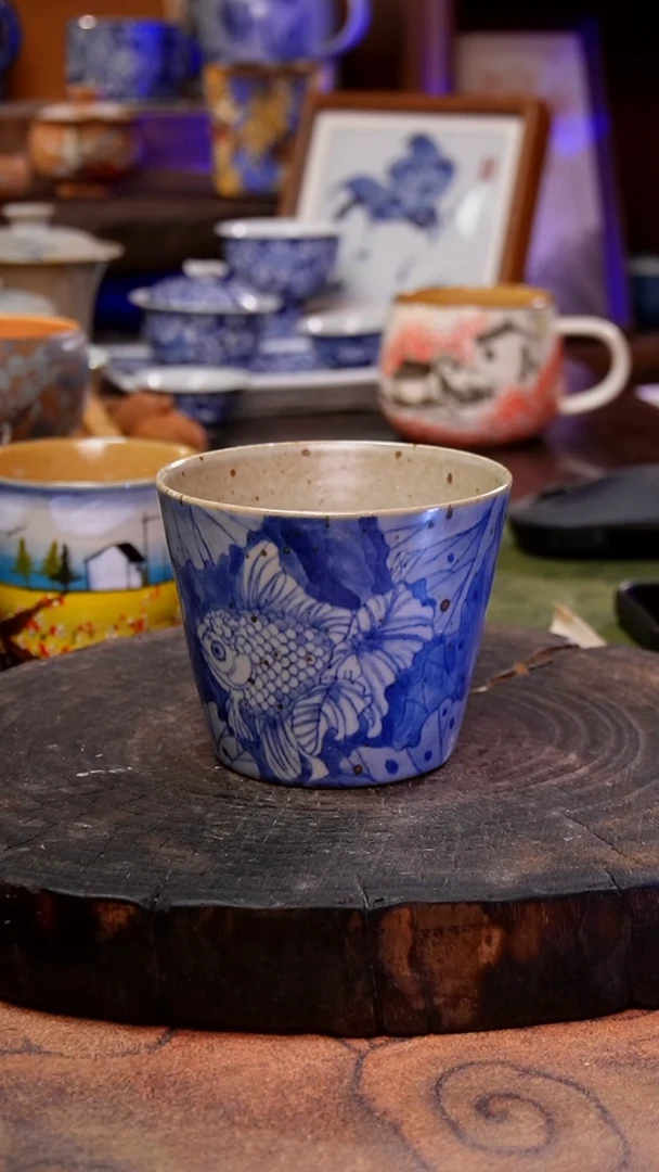 杯子金鱼手工手绘手工手绘
