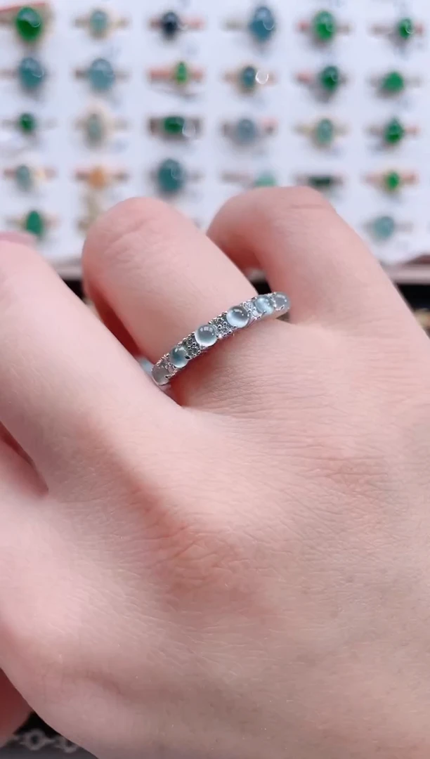 银S925镶嵌戒指翡翠天然翡翠