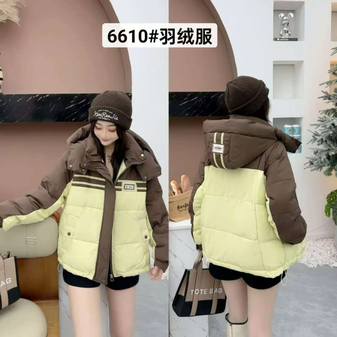 6610衣长62拼接嘎嘎派克服冬2024新款时尚高级感洋气潮流炸街欧货