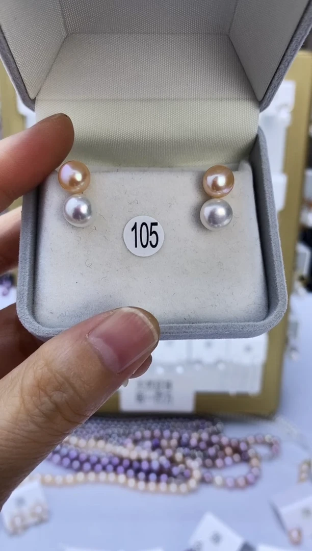银S925镶嵌耳饰淡水珍珠105