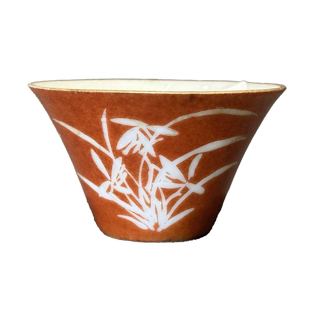 25067659g珊瑚红留白兰花杯