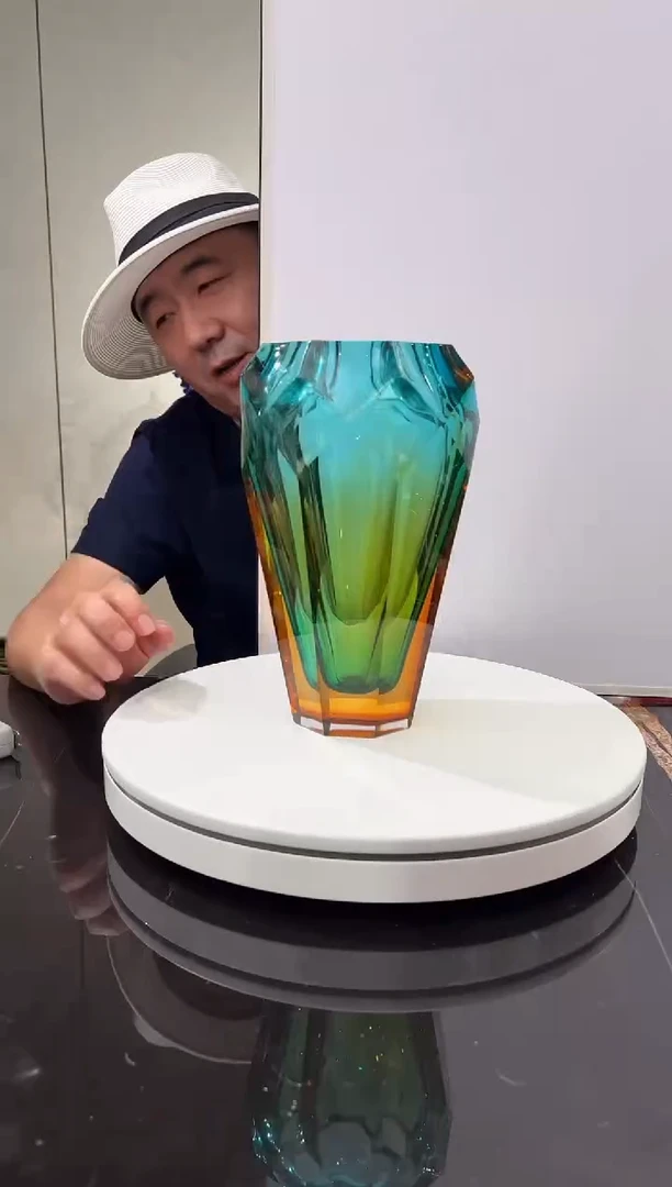 摆件蓝金色冰花花瓶摆件