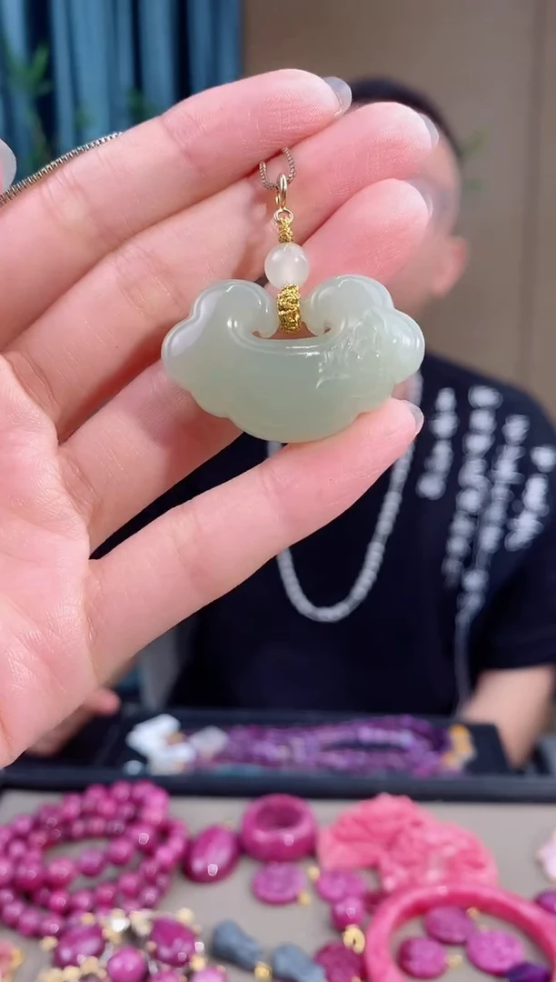 和田玉银S925镶嵌吊坠(不含链)301