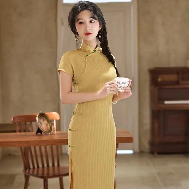 【萤火】夏季中国风改良旗袍复古气质修身中长款日常连衣裙2025新款