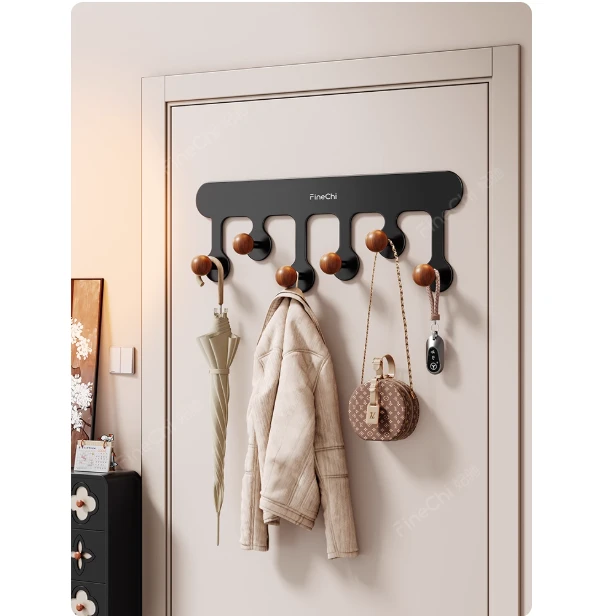 中古风门后挂钩免打孔挂衣架入户门玄关置物防盗门收纳钥匙包排钩