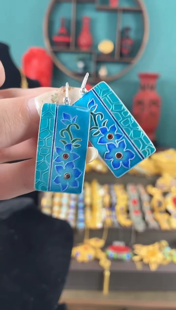 非遗手工烧蓝精品耳环