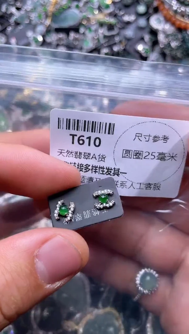 【闪购商品】翡翠颈饰未镶嵌T610耳钉