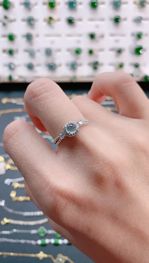 【闪购商品】翡翠戒指银S925镶嵌天然翡翠