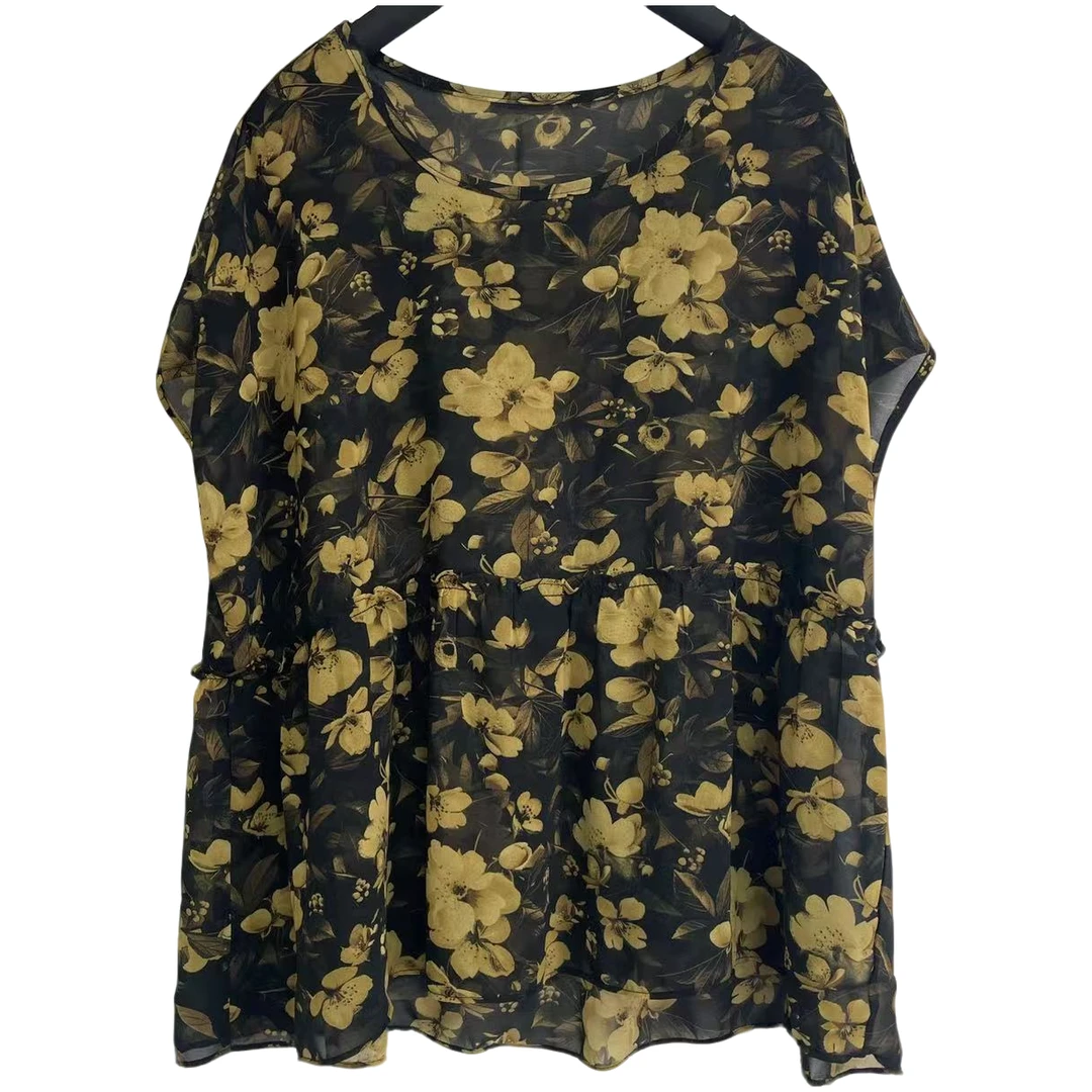 恬小霓（玲玲姐精选）2211/迎春花影/圆领/木耳花边/上衣/休闲/时尚