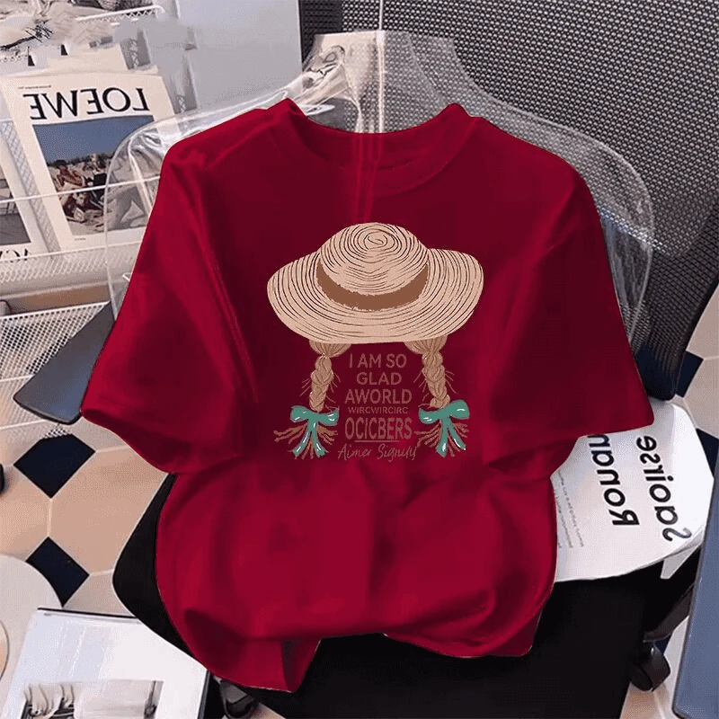 【夏季新款】2025女款时尚休闲百搭夏季潮流春夏t恤圆领印花时尚款