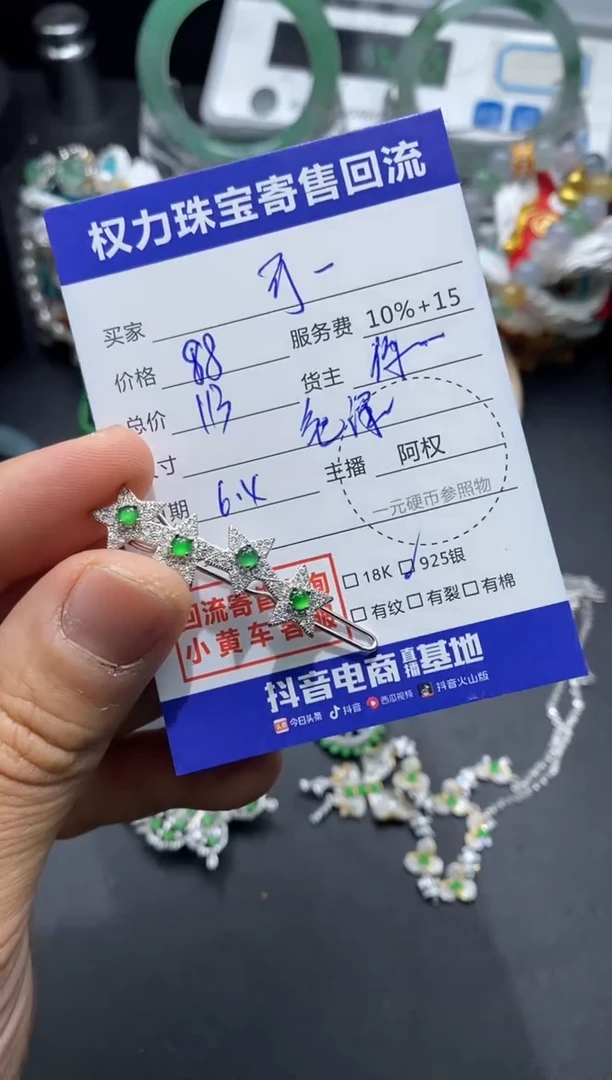 翡翠银S925镶嵌颈饰寄售不退换