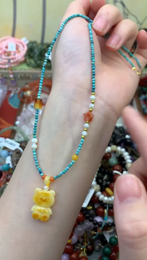 蜜蜡颈饰银S925镶嵌240