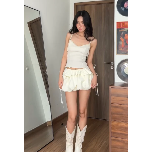 纯欲辣妹设计感小众气质吊带上衣女夏季2025新款显瘦半身裙套装潮