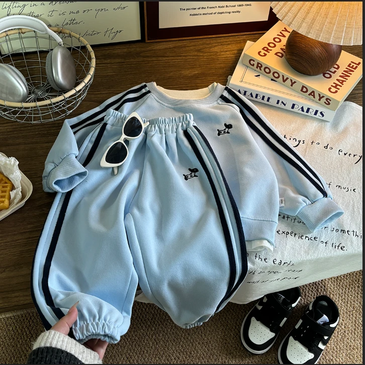 春季儿童洋气圆领宽松套装男女宝运动休闲韩版亲子款两件套1-15岁