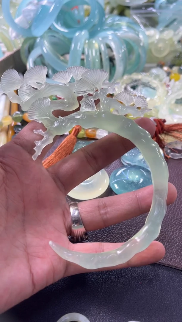 未镶嵌蛇纹石玉发饰枫****）11