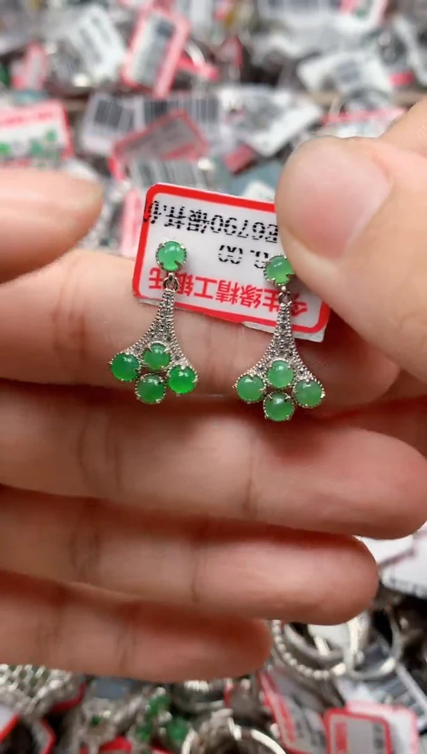 银S925镶嵌戒指翡翠天然A货缅甸翡翠