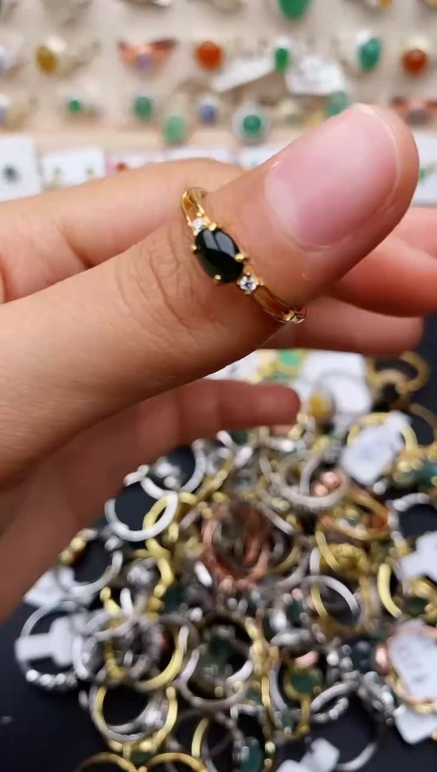 【闪购商品】翡翠戒指银S925镶嵌缅甸翡翠