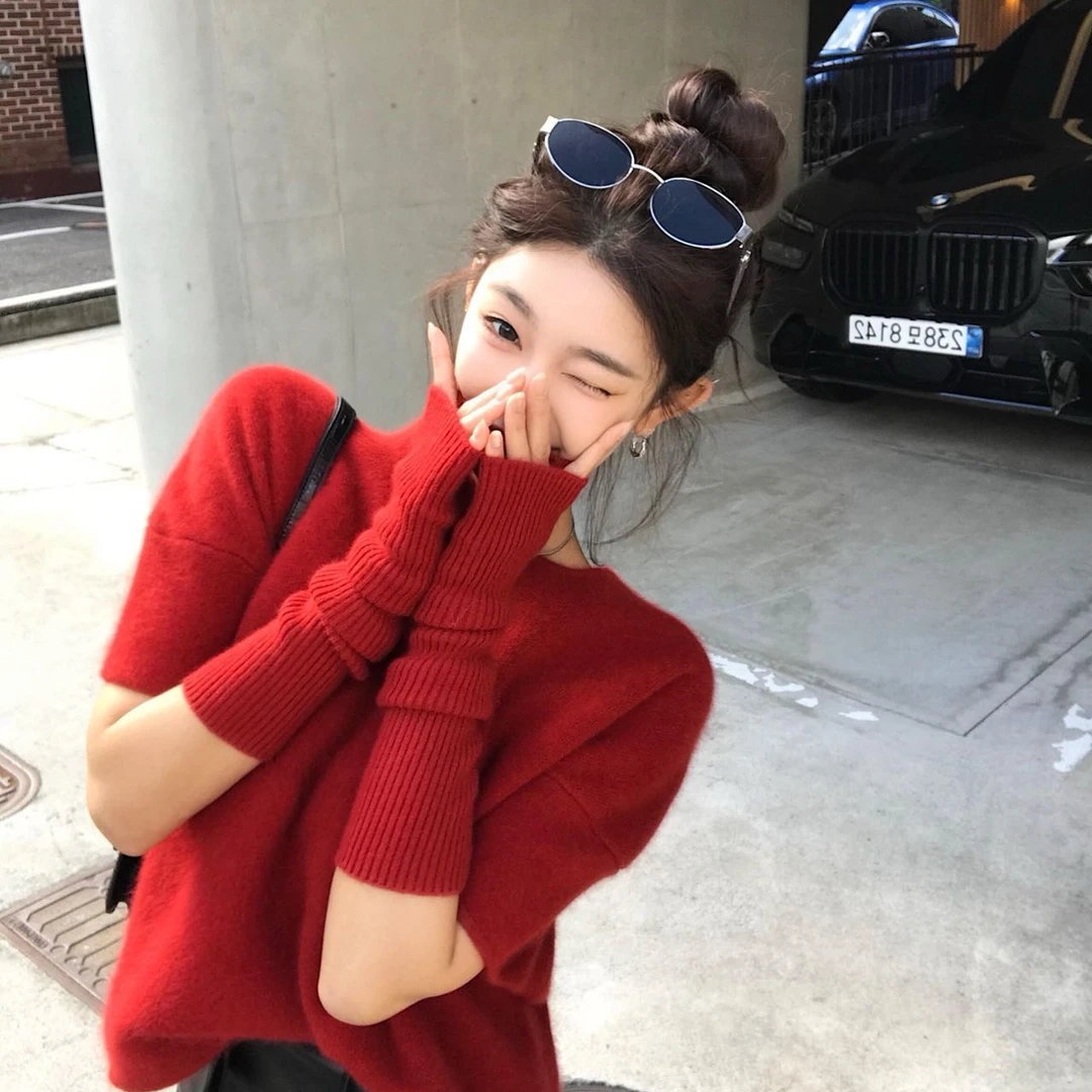 古早韩系千金感灯笼袖+袖套时髦精氛围针织上衣女2025秋季新款