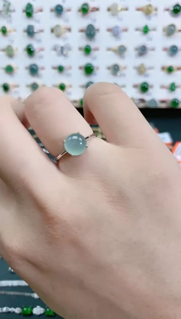 翡翠戒指银S925镶嵌天然翡翠