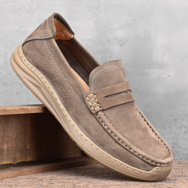 EAEOVNI新款乐福鞋男士一脚蹬懒人鞋透气休闲皮鞋软底豆豆鞋