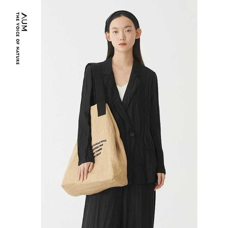 AUM/噢姆25夏季新款气质时尚设计师醋酸休闲复古西服MAFZ20123