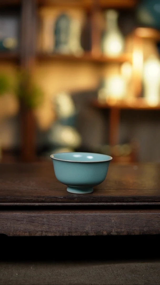 【闪购商品】杯仿古天青纯手工压手杯瑕