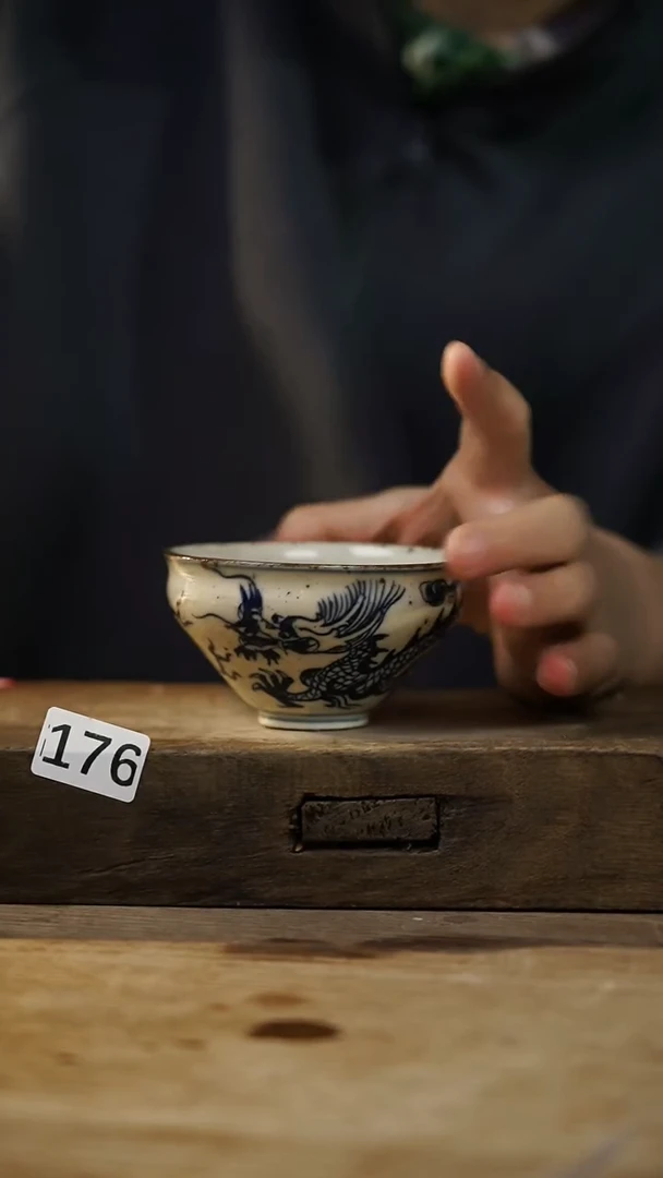 瓷片设计师手作！！！落单设计师系列！！！！高古青花系列主人杯