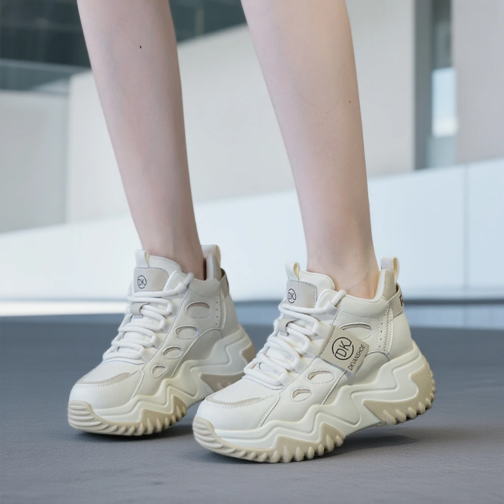 小个子真皮老爹鞋女新款百搭韩版厚底女鞋学生休闲鞋女加绒运动鞋