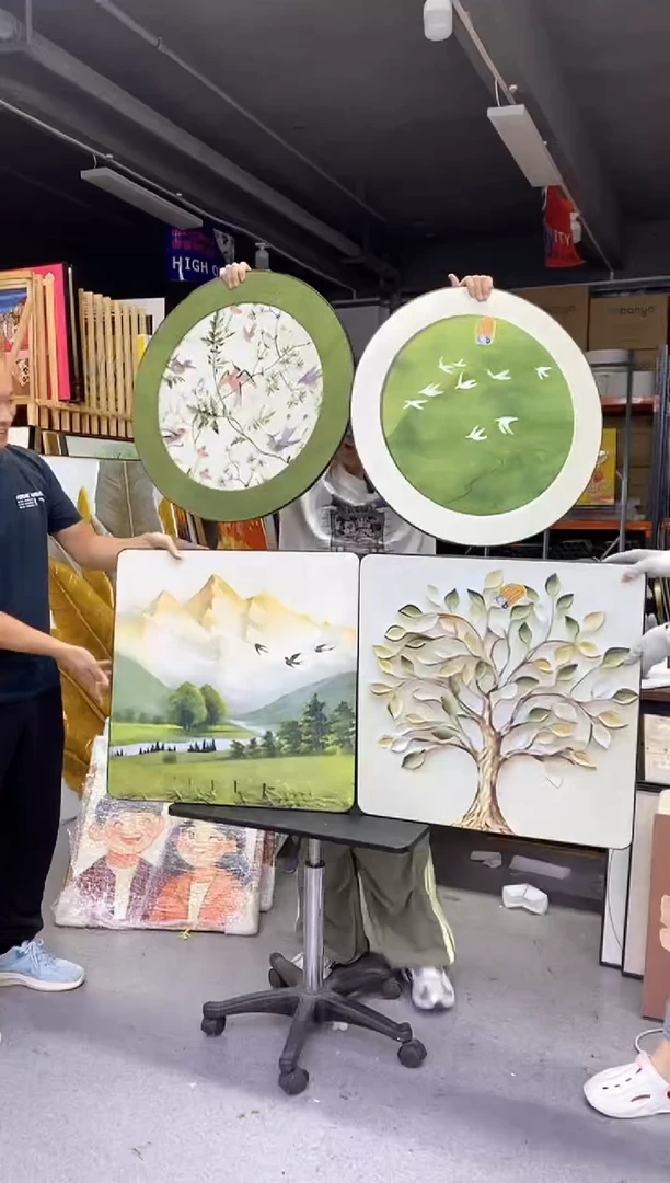 竖款直径60圆形画+60*60共4个画