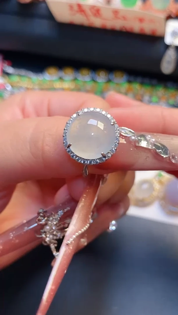 银S925镶嵌戒指翡翠天然