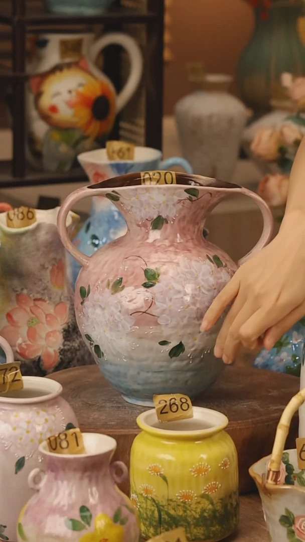陶瓷020景德镇设计师手作花器摆件侘寂风