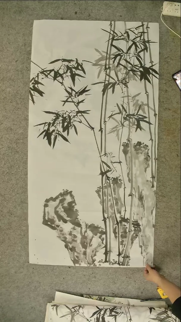国画四尺整张  墨竹