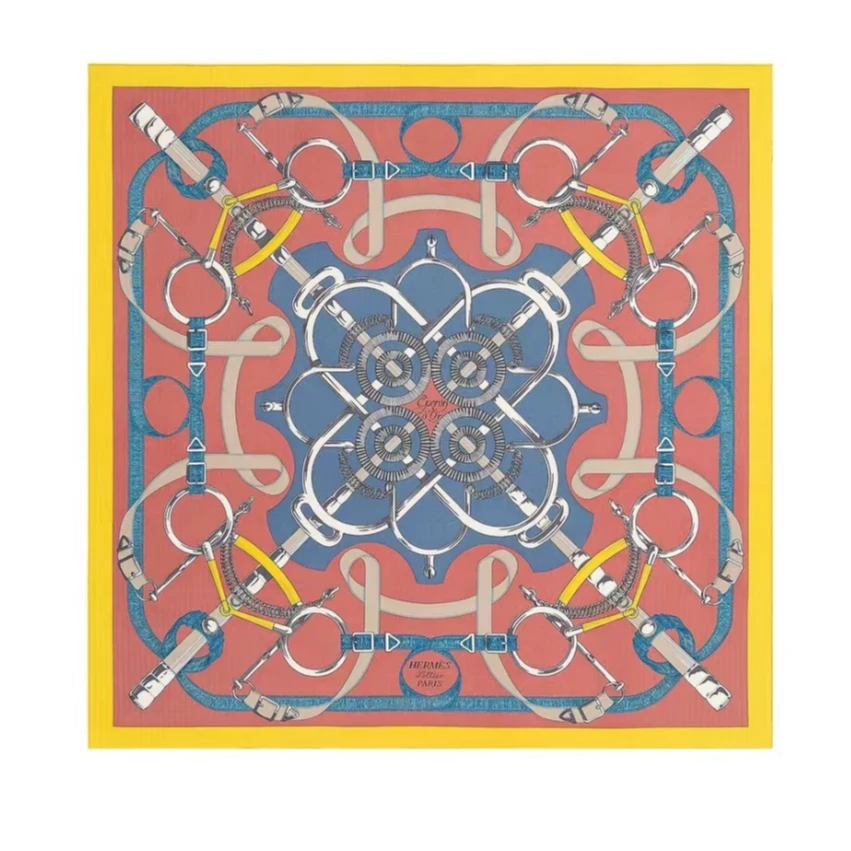 未使用 Hermes/爱马仕 汤/TP032485/金质马刺bandana 披肩