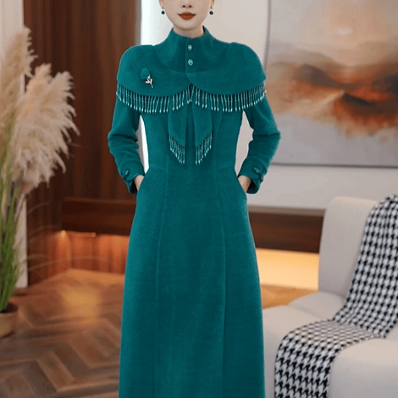 C226【连衣裙】2025冬季新款时尚气质高端优雅修身显瘦减龄连衣裙