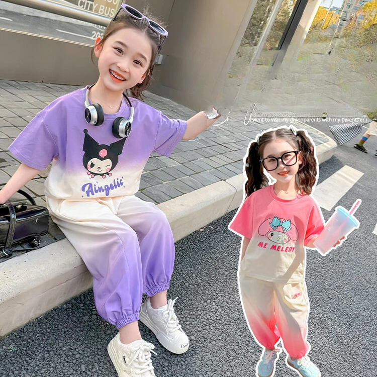 25儿童夏季短袖长裤新款网红两件套可爱洋气宽松可爱超萌儿童衣服