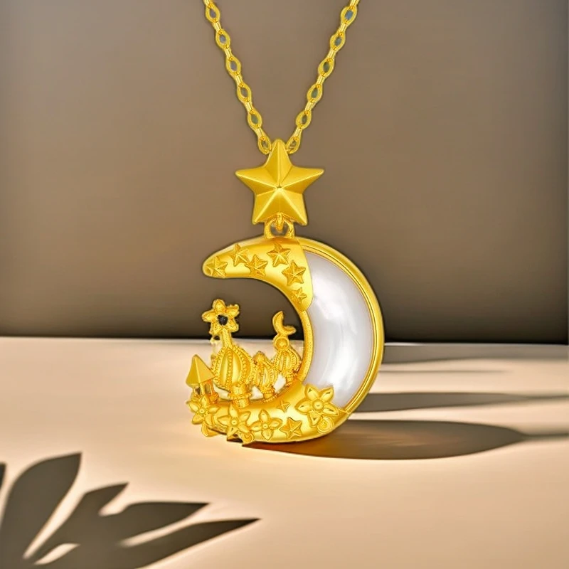 【销冠专享】18K金月亮城堡吊坠KJD389