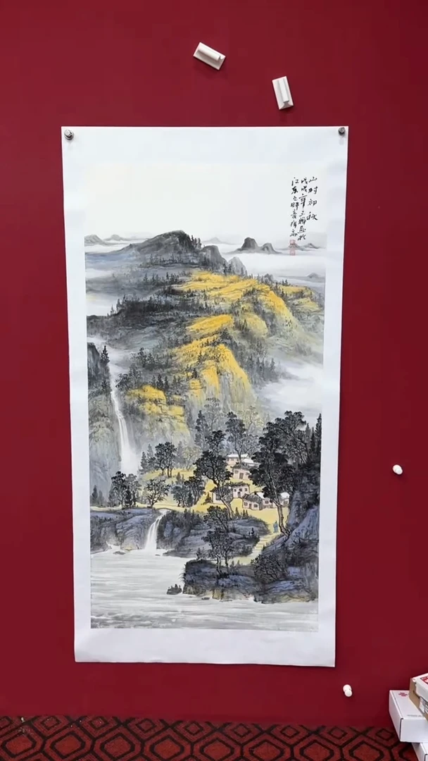 国画国画绘画山水花鸟平尺