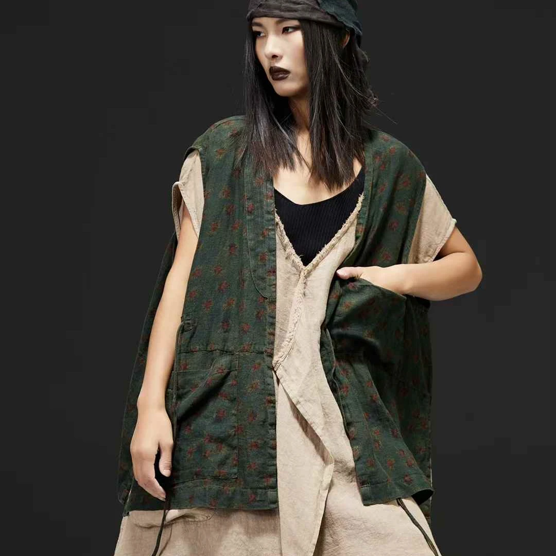 【大漂亮推荐】麻依者2025年春季新款休闲百搭复古时尚马甲#053