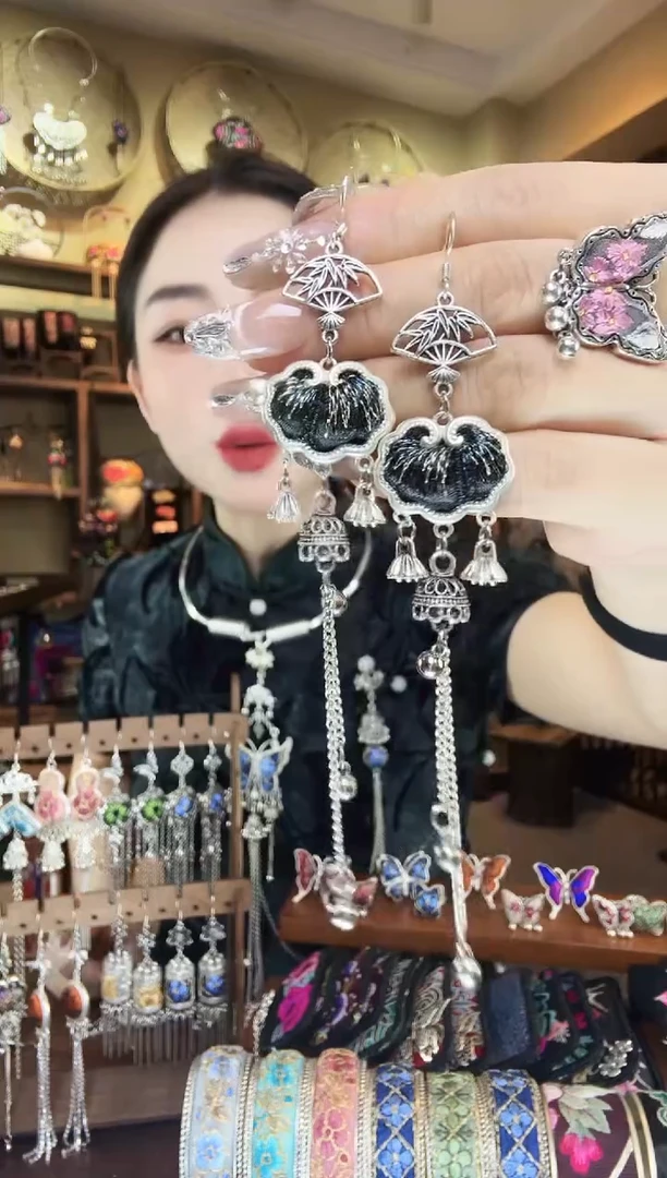 刺绣非遗刺绣民族风耳环