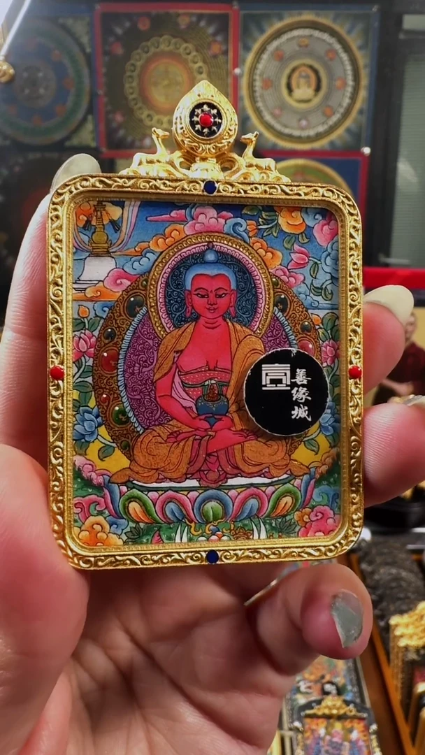 吊坠壹善缘城手绘唐卡阿弥