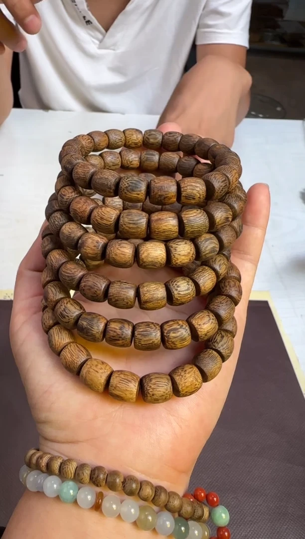沉香手串99沉国香绿棋陆河鼓珠单圈9mm6g+多样性发1