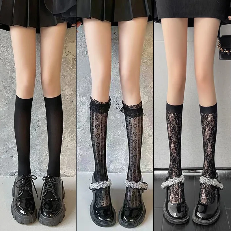 小腿萝莉蕾丝渔网袜丝袜女显瘦夏季超薄女学生