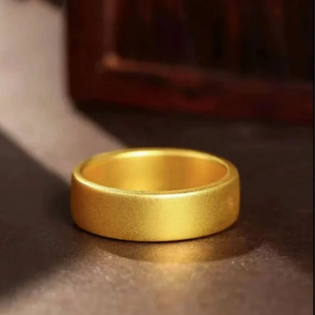 合金戒指 【素圈戒指】手工古法磨砂传承光面金素圈素款经典实心