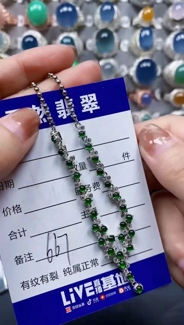 翡翠银S925镶嵌颈饰0667