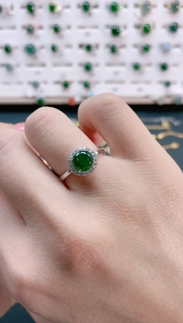 【闪购商品】翡翠戒指银S925镶嵌天然翡翠