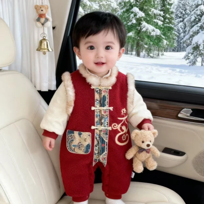 国潮立领厚棉哈衣