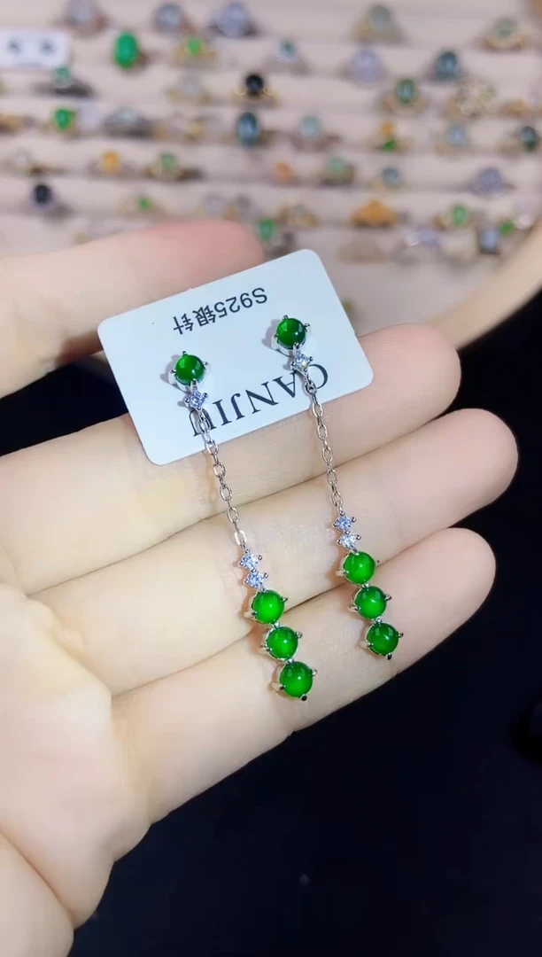 【闪购商品】翡翠耳饰银S925镶嵌120120120