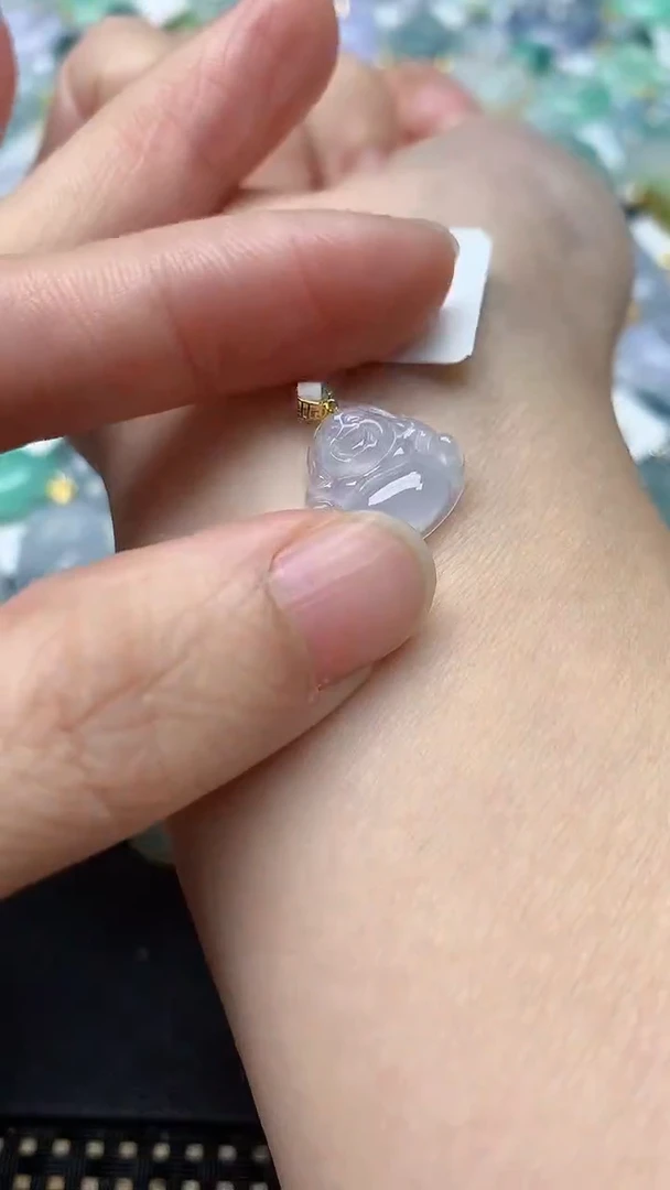 颈饰18K金镶嵌翡翠天然缅甸A货翡翠