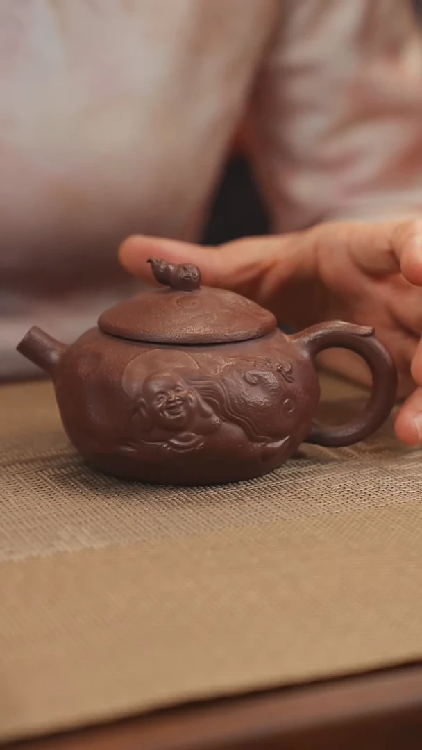 原矿老紫泥福禄双全紫砂壶2